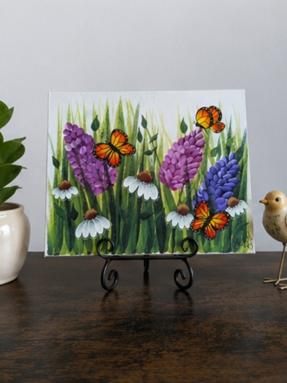 Cheryl Todd Shergold Original Painting | Monarch Butterflies, Wildflowers 9x12